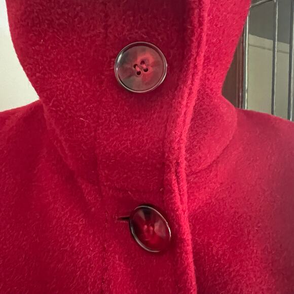 Hilary Radley Red Wool Alpaca Blend Peacoat Jacket Swing Coat Made in Peru M - Picture 8 of 17